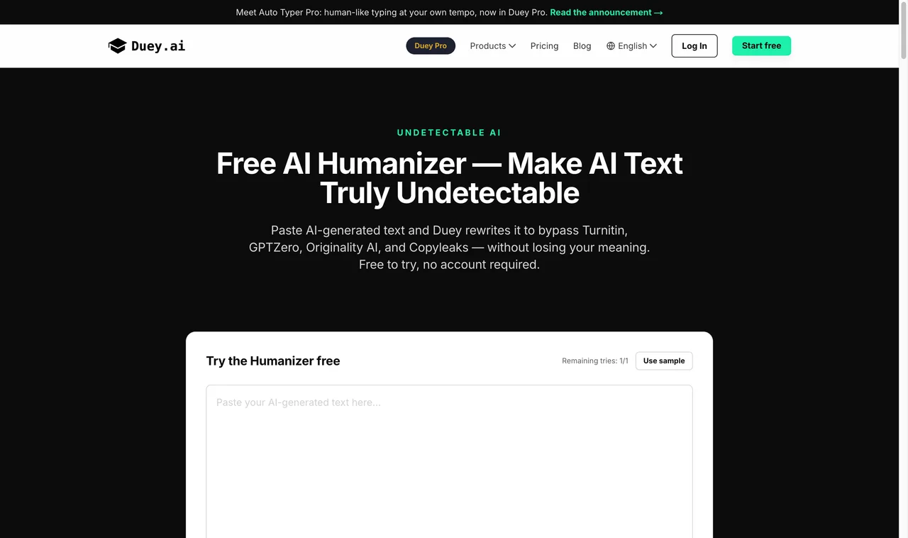 Duey website screenshot