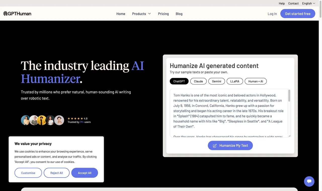 GPTHuman website screenshot