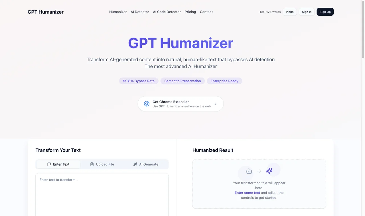 GPT Humanizer website screenshot