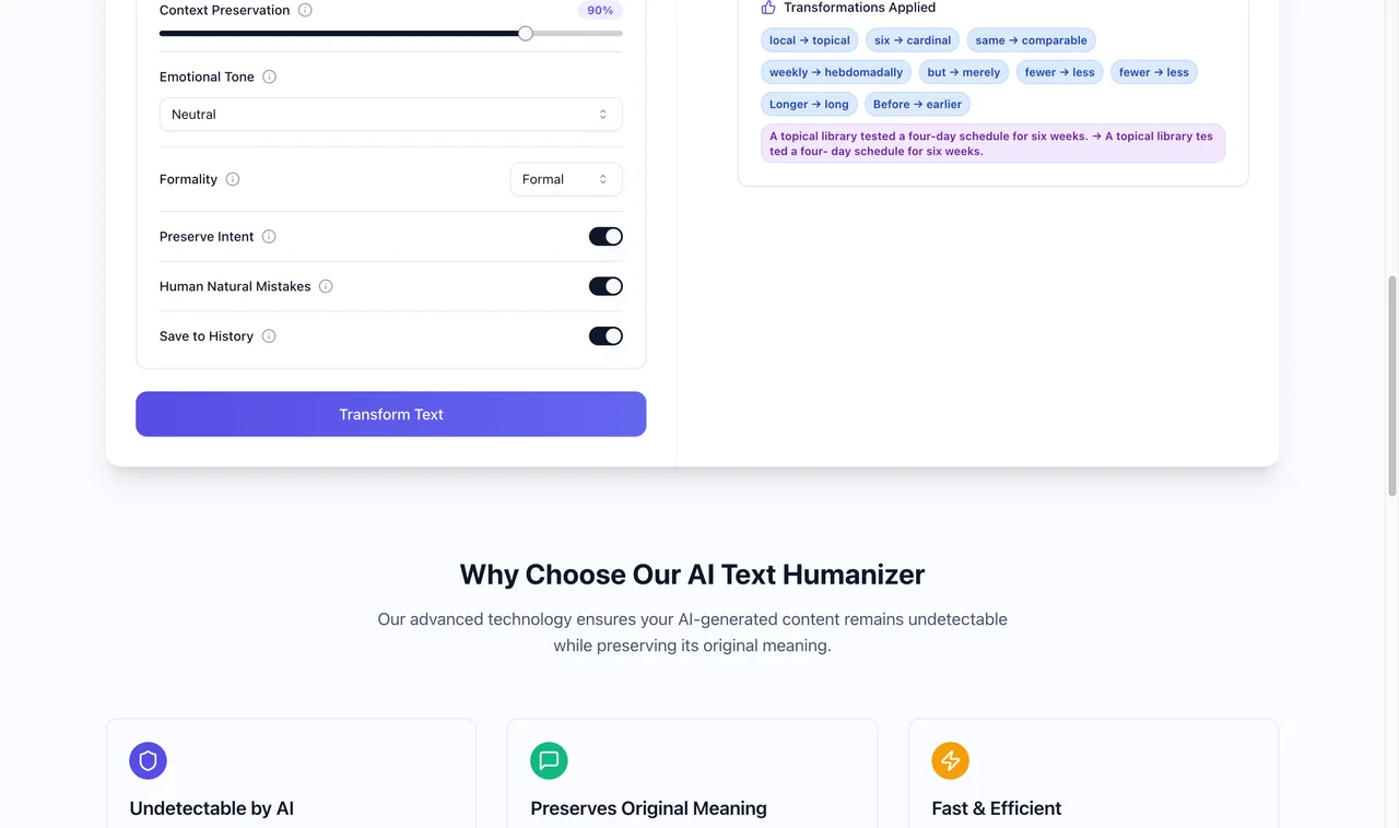 GPT Humanizer result captured during the shared benchmark