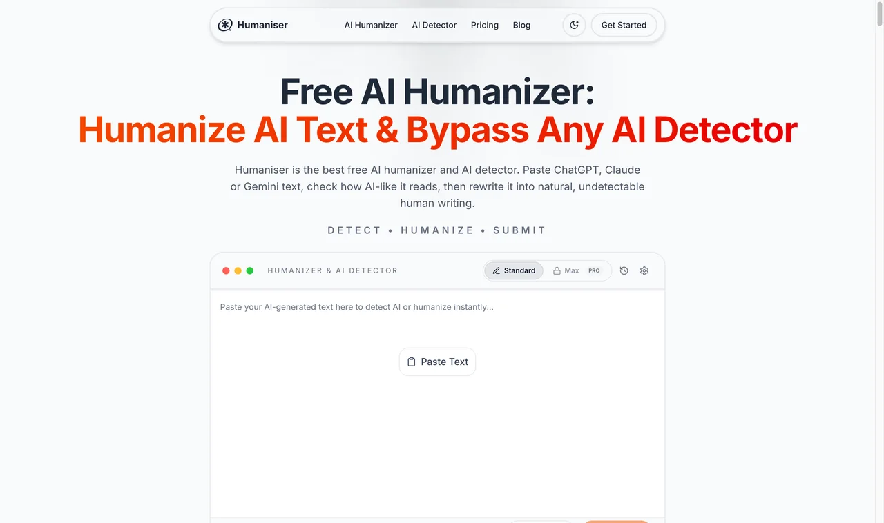 Humaniser website screenshot