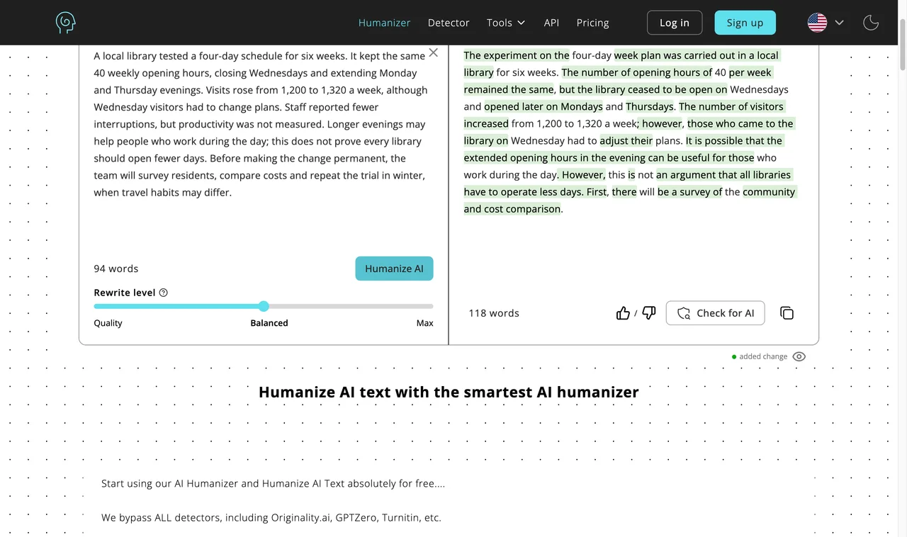 Humanize AI result captured during the shared benchmark