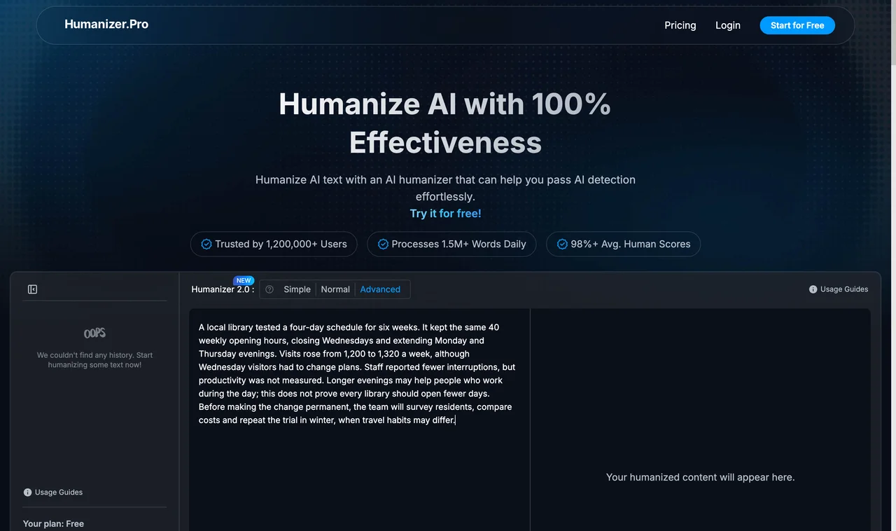 Humanizer.Pro input captured during the shared benchmark
