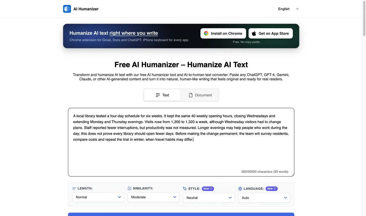 HumanizerTool input captured during the shared benchmark