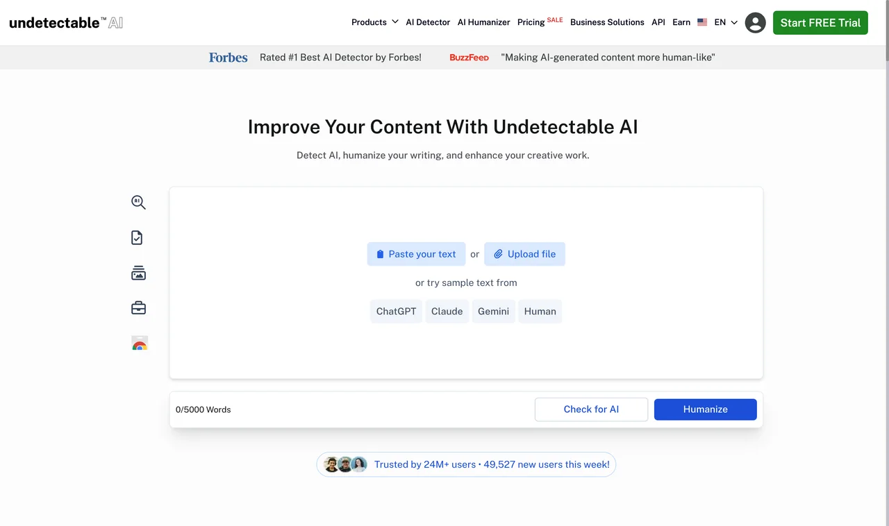 Undetectable AI website screenshot
