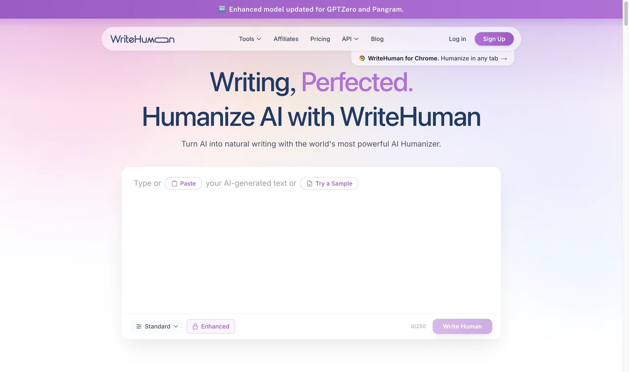 WriteHuman website screenshot